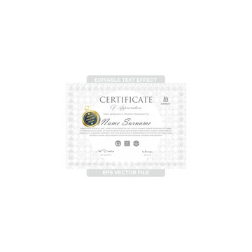 Official business certificate template detailed with an all-over gray security guilloche watermark grid pattern and golden stamp seal.