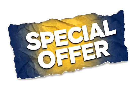 Torn paper banner with special offer text design isolated for promotions and discounts advertising