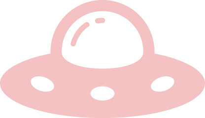 Blush Pink UFO Flying Saucer Alien Spaceship Icon Isolated on Transparent Background PNG Vector © House of Designs