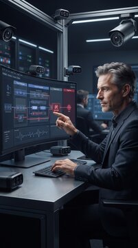 Ethical Hacker Performing Red Team Exercise Under Security Surveillance