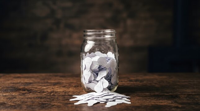 Glass Jar Paper Lightbulbs Ideas Falling Out Hole Bottom Faster Than Replaced Brain Drain Developing Nations Losing Educated Talent Human Capital Depleted Concept