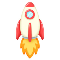 Hand Drawn Rocket Ship Blasting Off Clipart Isolated on Transparent Background © Totomura Toto