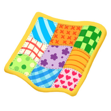 Hand Drawn Patchwork Quilt Clipart Isolated on Transparent Background