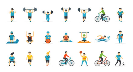 Fototapeta premium A vibrant collection of diverse people engaged in various sports and fitness activities, promoting a healthy and active lifestyle