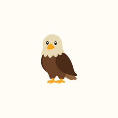 Fototapeta premium Cute Bald Eagle Cartoon Vector, Wild Bird Character
