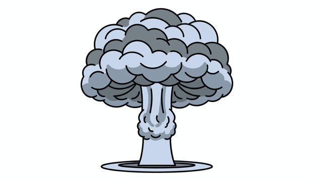 Massive mushroom cloud caused by a nuclear explosion rising into the air as a symbol of dangerous military warfare.