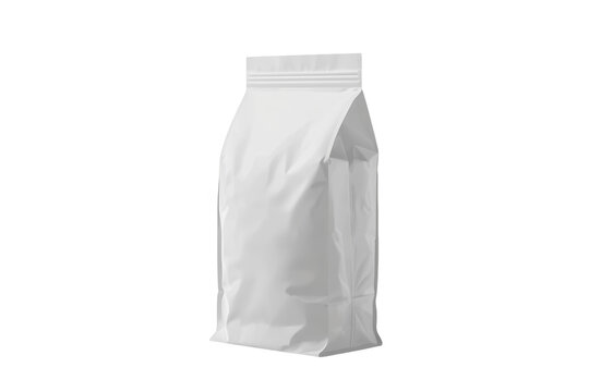 White flexible packaging bag with folded side gussets