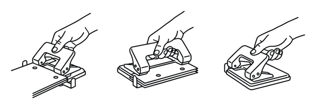 Hand using hole puncher for making holes in paper.