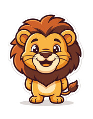 Fototapeta premium Lion cub mascot character standing cheerful