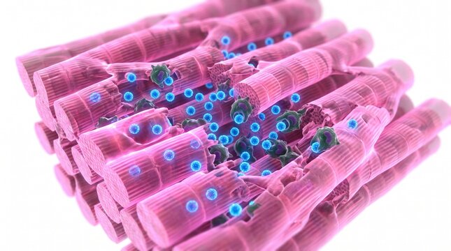 3D Microscopic Diagram of Viral Infection and Inflammation in Myocarditis