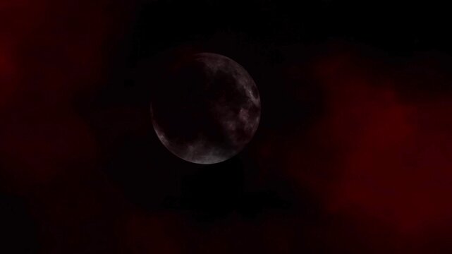 red cloud and moon