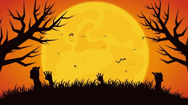 halloween background with tree and moon