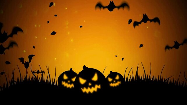 halloween background with pumpkin and bats