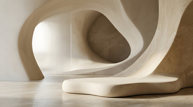 Sleek curved architectural background for innovative product display or abstract art