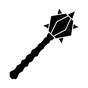 Stark black silhouette of a spiked mace weapon on a plain background with weapon