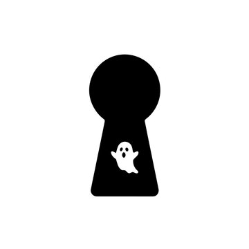vector silhouette of a ghost in a keyhole