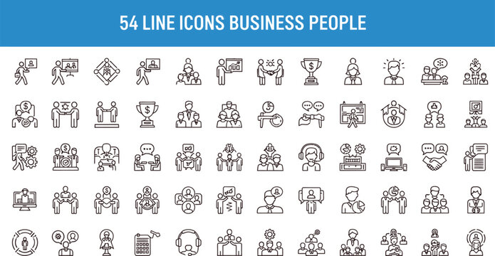 Business people line icons collection vector illustration design with vector set