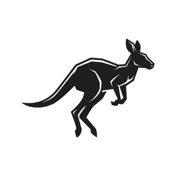 Kangaroo jumping leaping silhouette vector logo icon