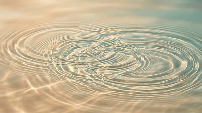 Hypnotic water ripples creating intricate natural patterns and soothing reflections on a calm surface, evoking a sense of tranquility and gentle motion