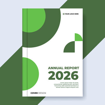 Minimalist Green Geometric Annual Report Cover Template for Corporate Business
