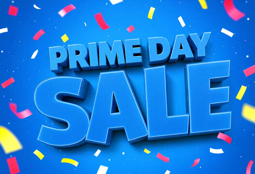 Bright and colorful prime day sale promotional banner with confetti for online shopping events