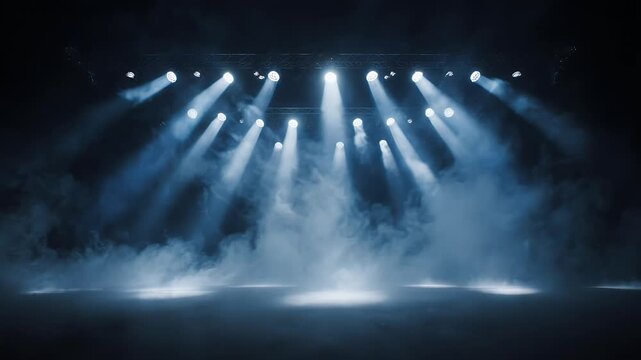 Concert Stage Lighting Beams with Fog and Haze Effects