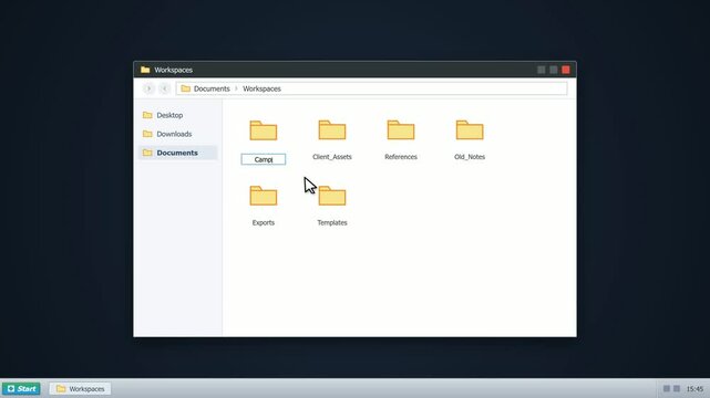 Computer user renaming a folder in a file manager window. 4K Video