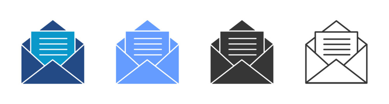 letter icon set multiple style collection	
