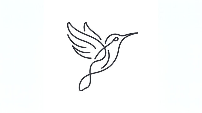 Elegant Hummingbird Illustration in Flight for Nature and Wildlife Design
