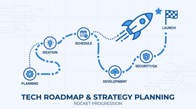 Tech Roadmap and Tech Support Strategy Icon Collection