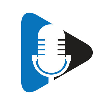 microphone with play button vector