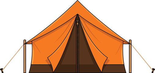 Orange camping tent outdoor shelter vector illustration isolated on white background for tourist tourism adventure design (17 words) © MDSabbir
