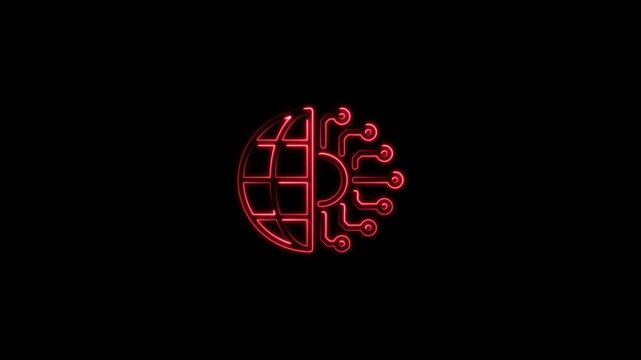 glowing neon globe earth icon. Simple line icon outline of artificial Intelligence icons for ui and ux, website or mobile application