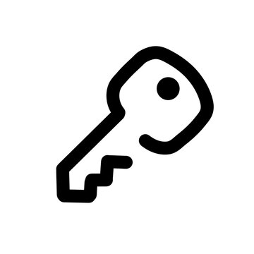 Simple key line icon representing access, security, and unlocking.