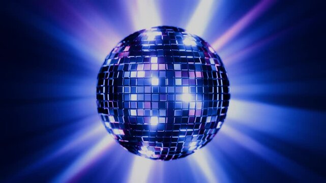A seamless VJ video featuring a disco ball, retro neon glow, and colorful beams. Perfect for retro disco clubs, DJs, VJ backdrops, VFX, motion graphics, and stage intro visual effects. Retro-style scr