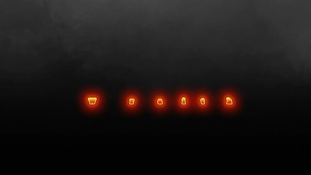 Glowing orange text wraith isolated against dark smoky background motion graphic design element concept with atmospheric background subtle