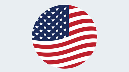 Fototapeta premium american flag on white, Stylized Wavy American Flag Circle Icon Patriotic USA Round Emblem