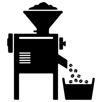 Coffee Bean Huller Processing Machine Agricultural Equipment Silhouette Vector