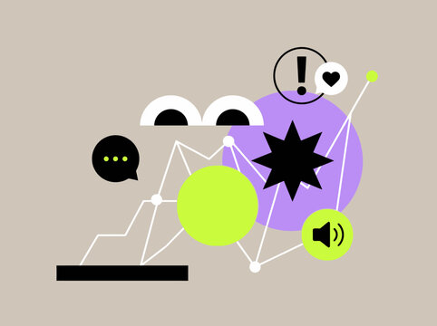 Abstract Geometric Illustration of Digital Communication and Social Media Networking Concepts