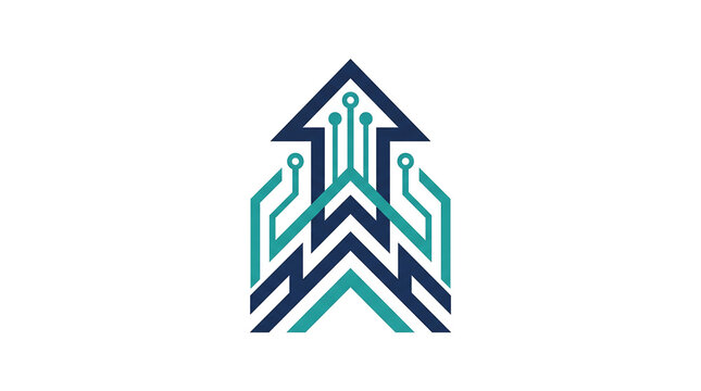 Modern geometric mountain logo icon in teal and white minimalist vector design for branding