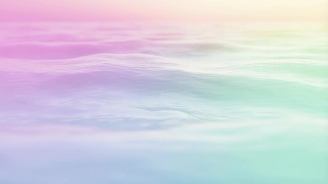 Abstract ocean waves flowing with soft pastel rainbow gradient colors