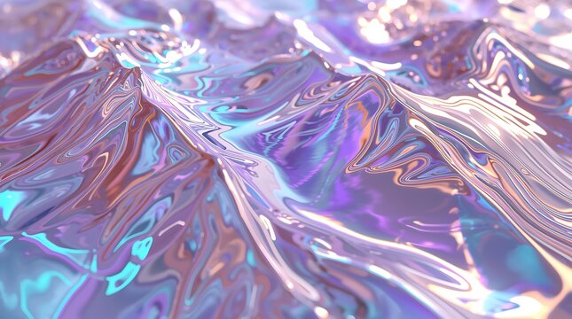 Iridescent holographic foil texture with purple, blue, and pink hues shining brightly