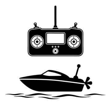 Illustration of a remote-controlled toy boat