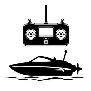Illustration of a remote-controlled toy boat