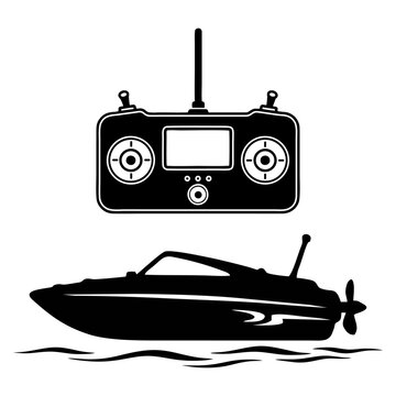 Illustration of a remote-controlled toy boat