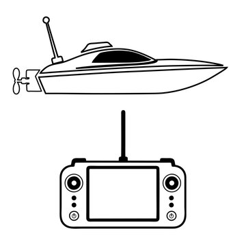 Illustration of a remote-controlled toy boat