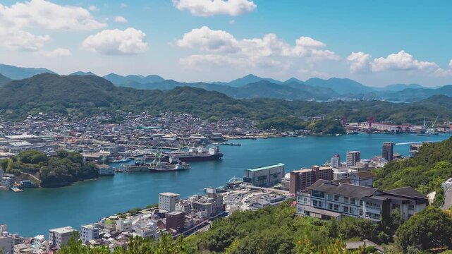 Onomichi Harbor and Mountain Landscape Time Lapse from Senkoji, Japan