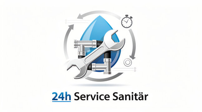 Plumber service icon featuring wrench and blue water drop