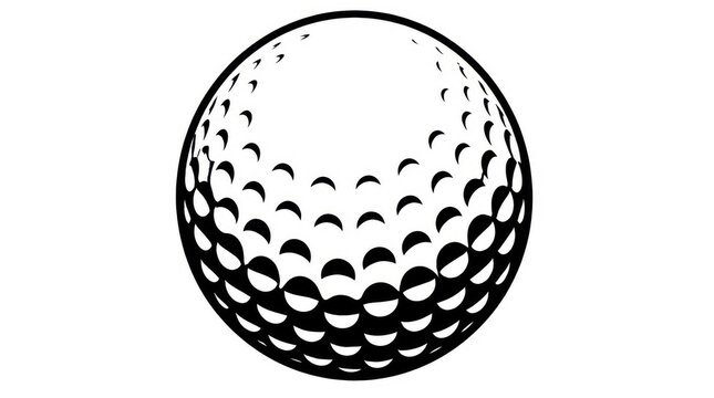 Minimalist black and white golf ball vector illustration