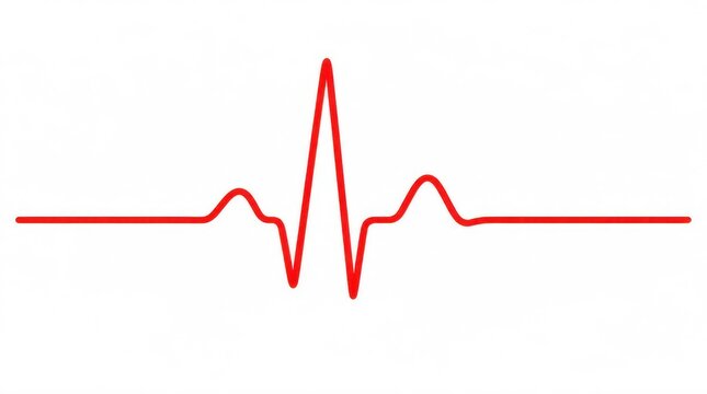 Red heartbeat line showing cardiac pulse rhythm on white background